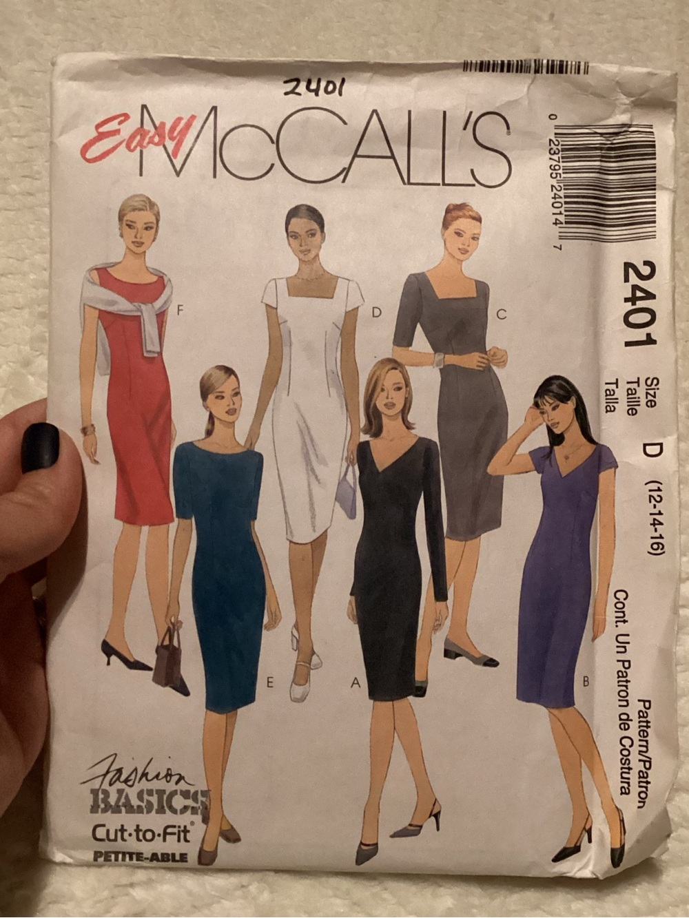 Easy McCalls 2401 Basic Fashion Misses Dress Sewing Pattern Uncut Sz 12-16